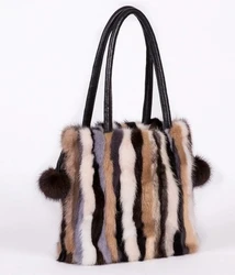 Mink fur bag messenger shoulder bag ladies Genuine Leather women handbags real high quality fur cross-body bags top-handle