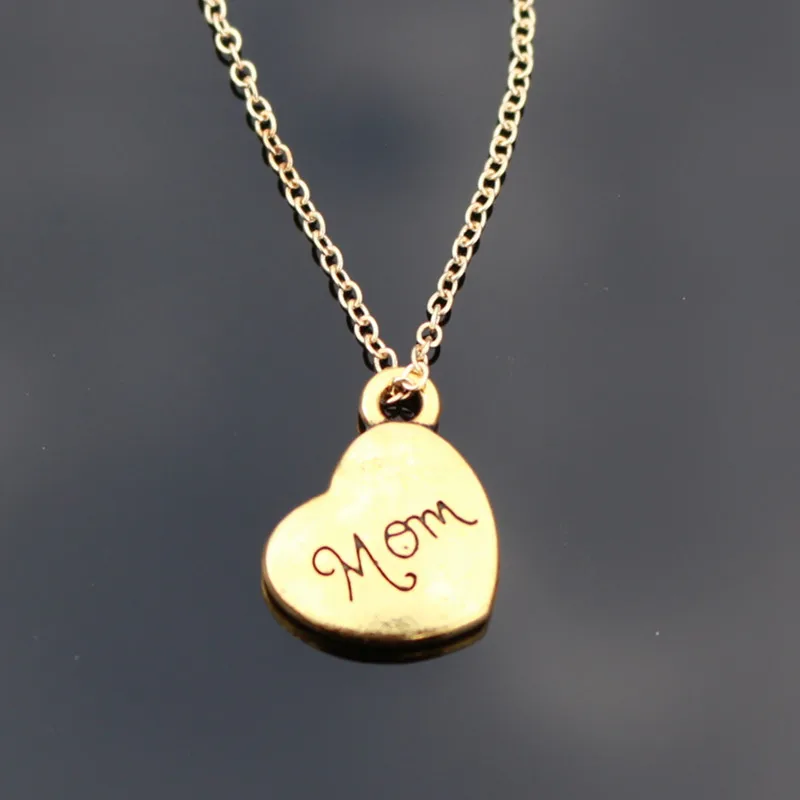 New Mom Heart Collares Pendant Necklaces For Women Fashion Jewelry LOVE Bijoux Necklace Gift For Mother's Day Wholesale Lot