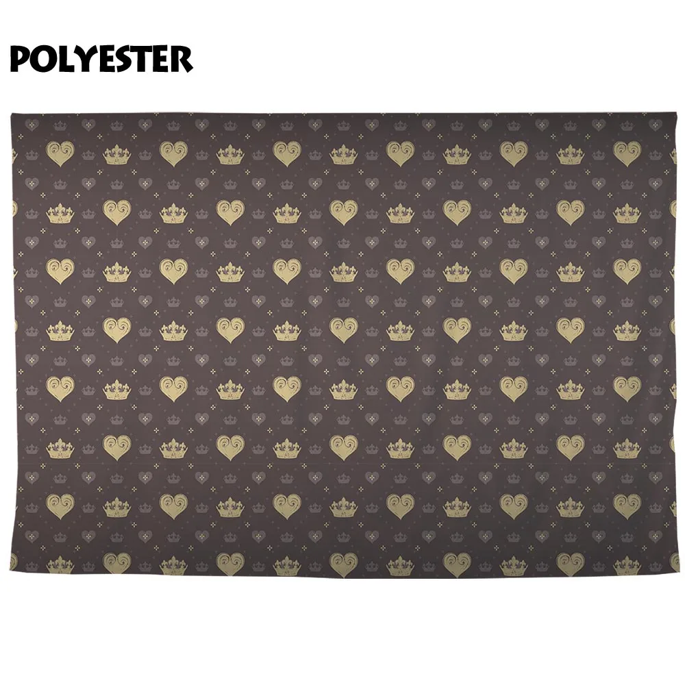 Allenjoy background photocall boda Chocolate color golden crown hearts repeat fashionable damask birthday backdrops wallpaper