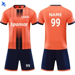 Customize Print Kids Boys Football Jersey Kits Men Women Soccer Uniforms Breathable Polyester Short Sleeve Fotball Training Suit