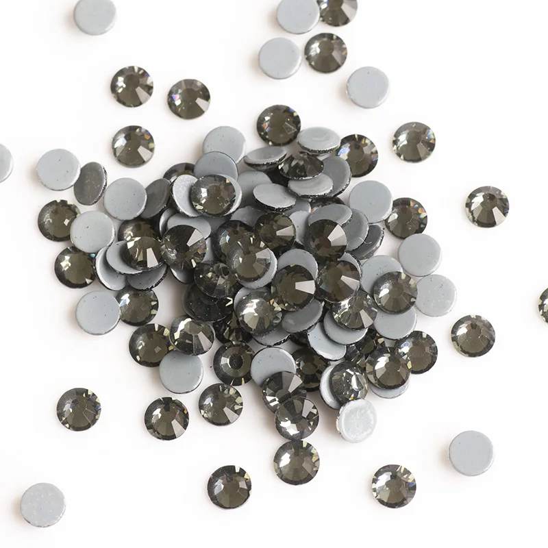 YANRUO 2058HF SS4-SS30 Black Diamond Glass Strass Hotfix Crystal Flat Back Hot Fix Rhinestones For Garment Accessories