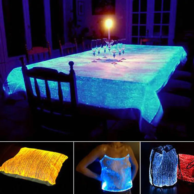 fiber optic RBG FABRIC LED Night Christmas Day Party fabric material desk Cover fabric party night fabrics luxury fun e-textiles