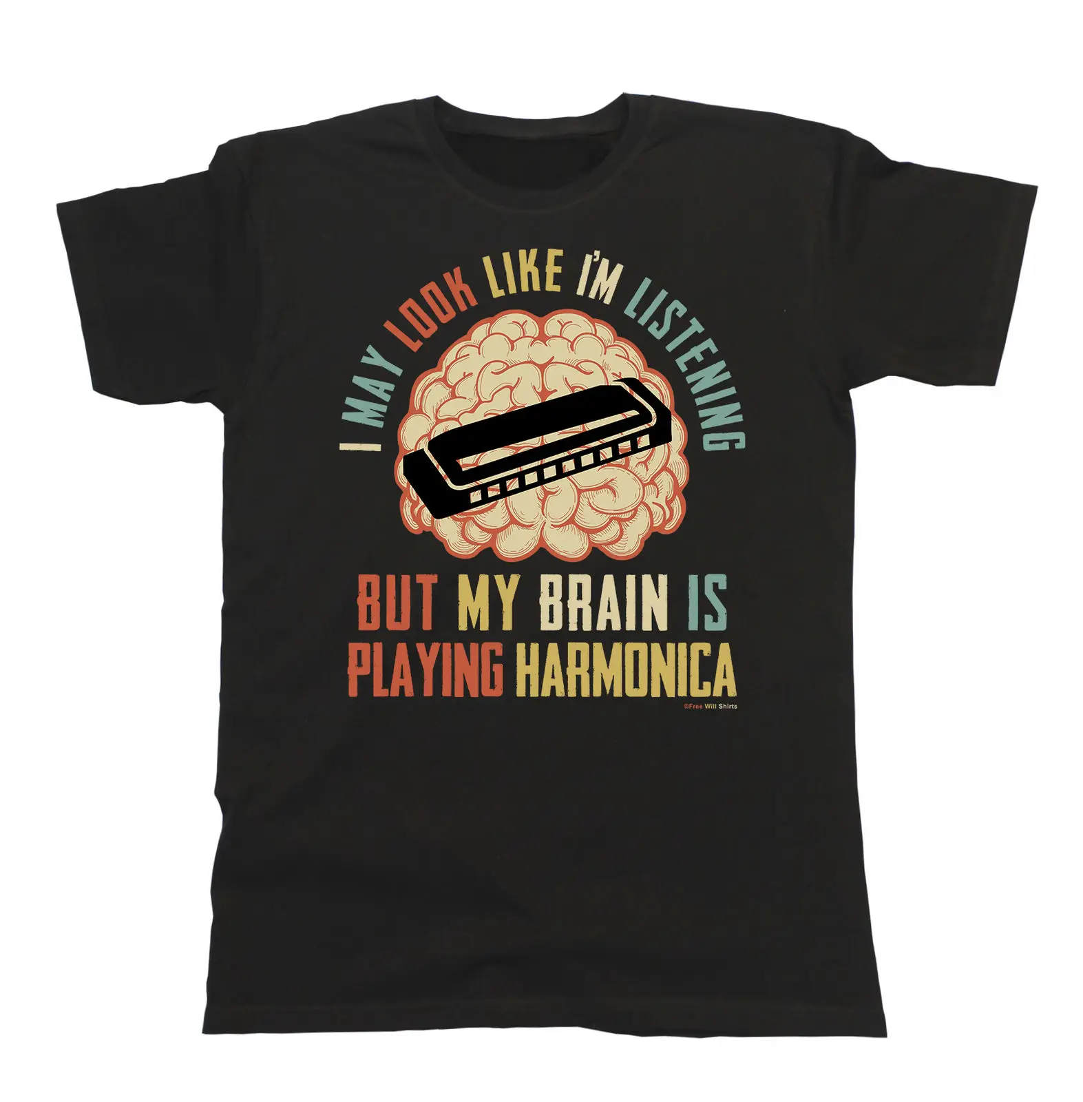 2019 Fashion Summer Style Mens/Ladies Unisex T-Shirt My Brain Is Playing HARMONICA Mouth Organ Music Tee shirt