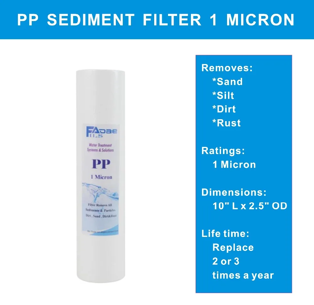 3 Stage Drinking Water Filtration Replacement Filter Set for - 3 Filters with Sediment PP 1um, Carbon Block, Sediment PP 5um