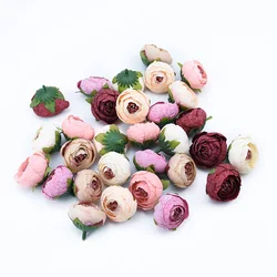 6Pcs Silk Roses Tea Buds Wedding Flower Wall Festival Decora for Home Bridal Accessories Clearance Diy Gifts Artificial Flowers