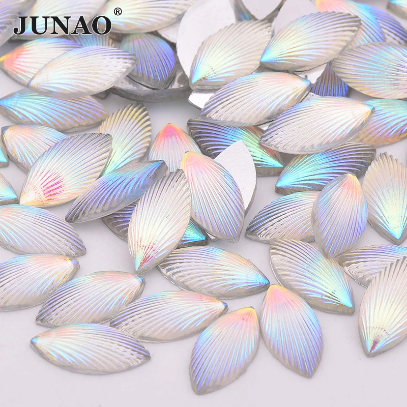 JUNAO 7x15mm Black AB Horse Eye Rhinestones Applique Flatback Crystal Stones Stickers Resin Strass Diamond for DIY Crafts