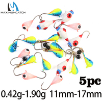 Maximumcatch 5pc 0.42g-1.90g Tungsten Ice Fishing Jig Head 11mm-17mm 16# 14# 12# Japan Hook Winter Ice Fishing Bait