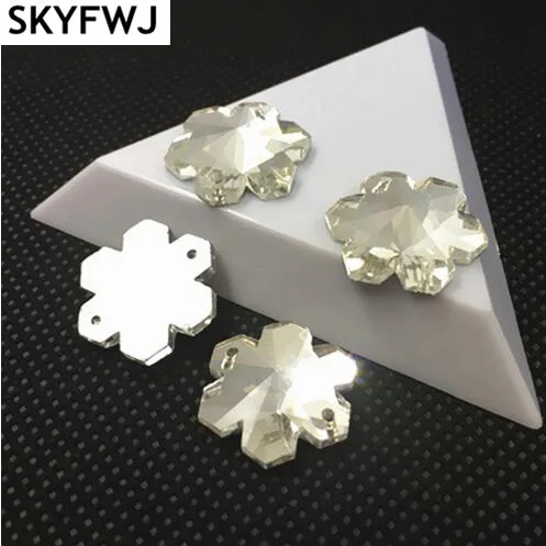 

Crystal Clear Snowflake sew on rhinestones 18mm Sewing glass Crystal beads Flatback 2 holes Jewelry Dress Making