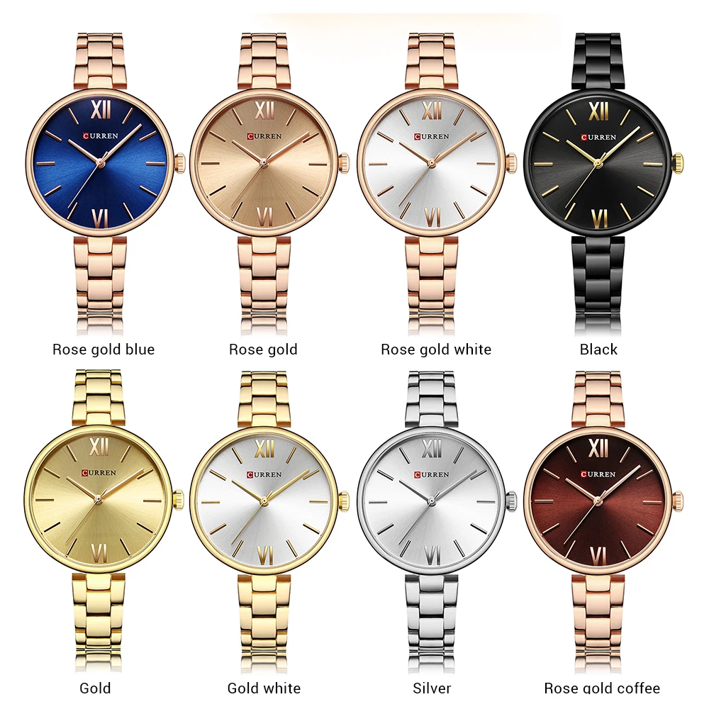 CURREN Fashion Black Women Watches Top Brand Luxury Classic Woman WristWatch Casual Simple Analog Quartz Ladies Wristwatch Clock