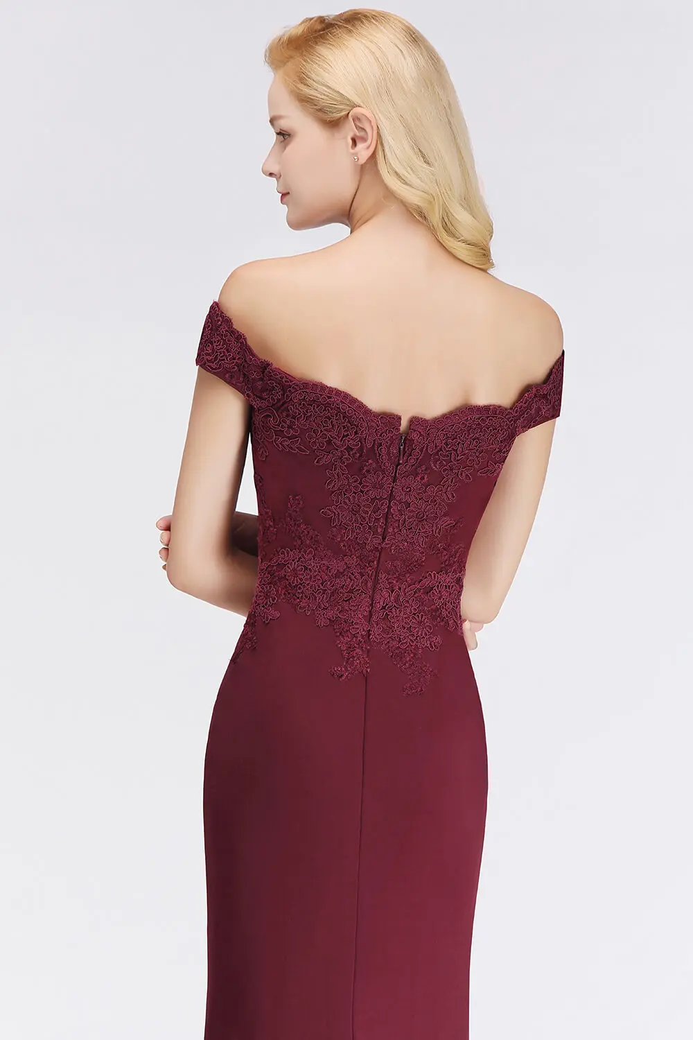 Robe de Soiree Sexy Backless Burgund Spitze Lange Abendkleid 2021 Elegante Kappe Hülse Abend Party Kleider Vestido de Festa