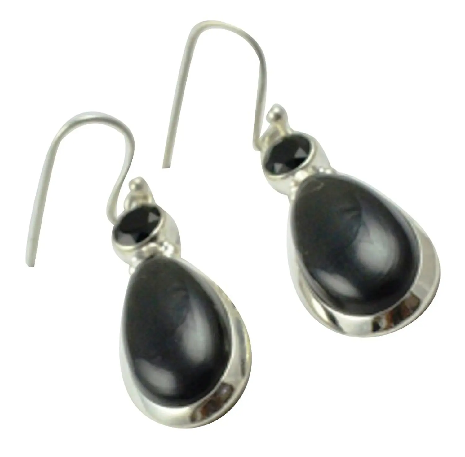 LoveGem Genuine Black Onyx EARRINGS 925 Sterling Silver, 44mm, AE2382