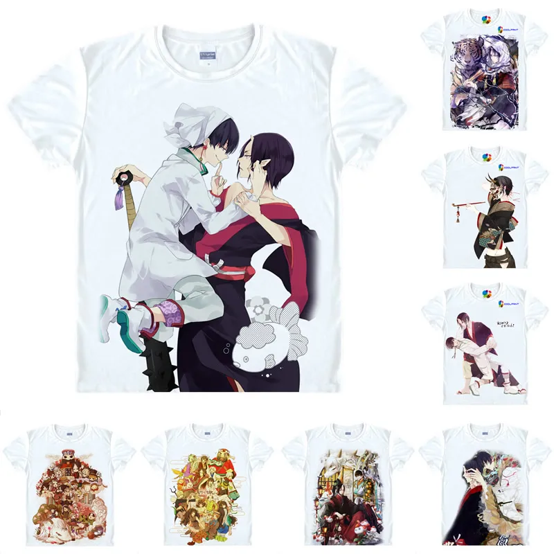 Coolprint Anime Shirt Hozuki's Coolheadedness T-Shirts Short Sleeve Hoozuki No Reitetsu Hozuki Hakutaku Cosplay Motivs Shirts