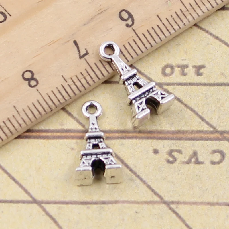50 sztuk Charms wieża eiffla paryż 15x 8mm tybetański brąz kolor srebrny wisiorki rzemiosło dokonywanie ustalenia Handmade Antique DIY biżuteria