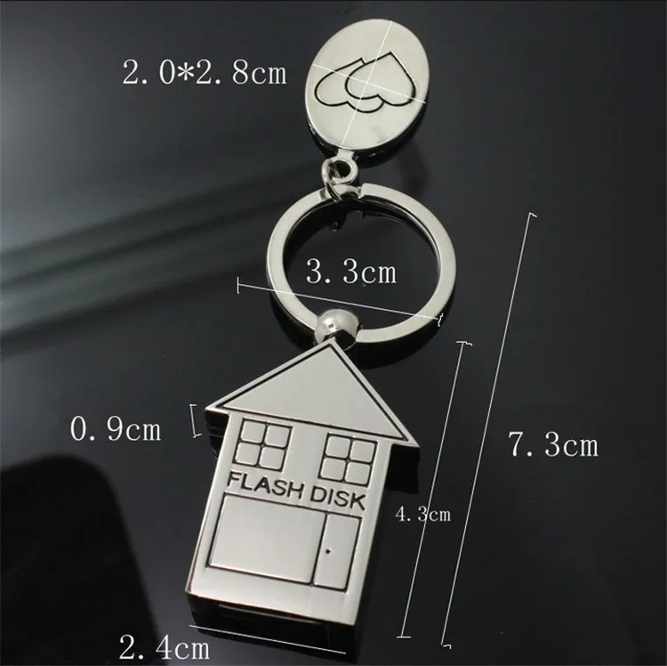Custom logo USB 2.0 Cute Metal House Shape USB Flash Drive 8GB 16GB 32GB 64GB Usb Memory Stick Pendrive Gift