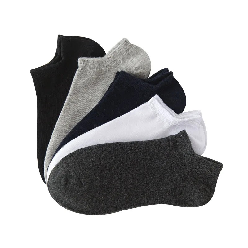 5 Pairs Men Ankle Boat Socks Summer Autumn Spring Winter Black White Grey Male Socks All-match Cotton Sock Slippers Meias Sox