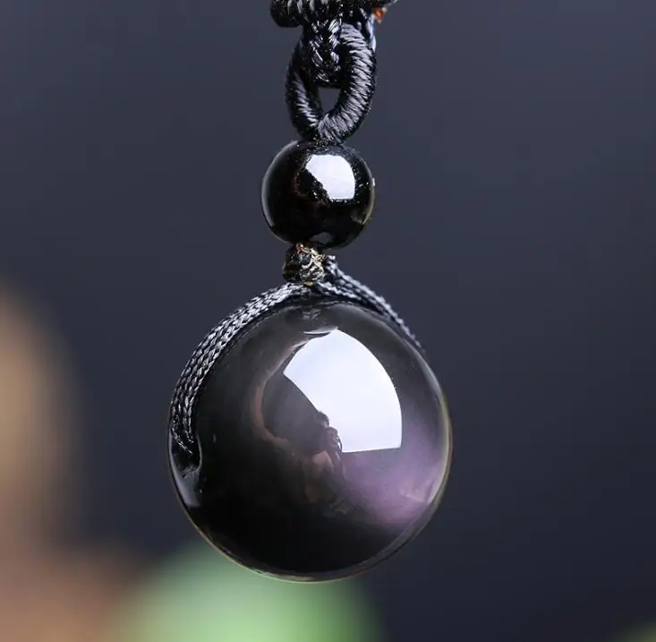 RongDe Drop Shipping 16mm Black Obsidian Rainbow Eye Beads Ball jewelry Stone Pendant Transfer Lucky Love Crystal Jewelry