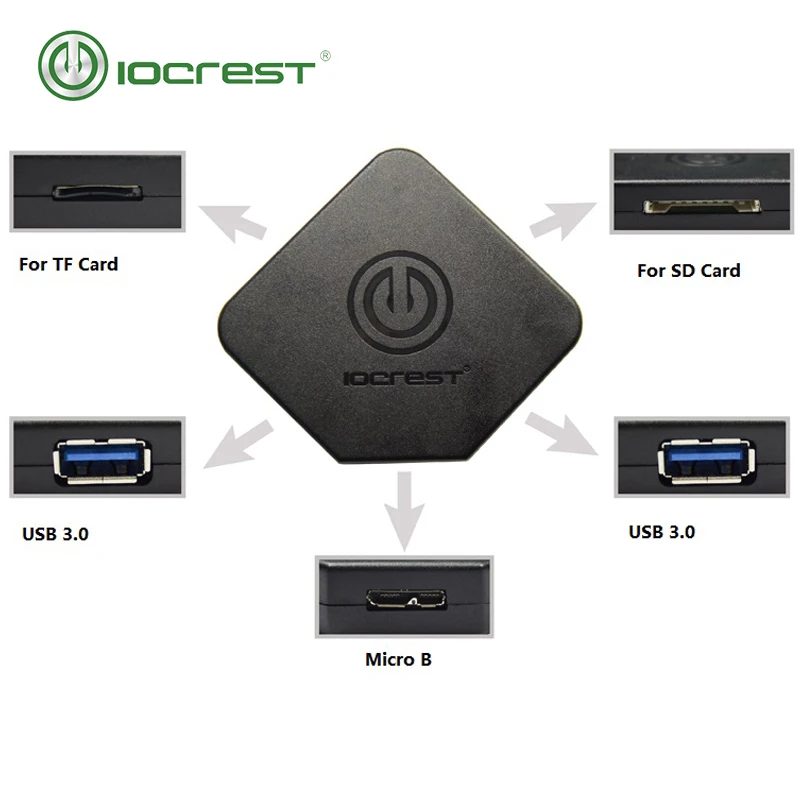 IOCREST Dünne 2 Port USB 3,0 Hub mit SD MicroSD Kartenleser Träge lager