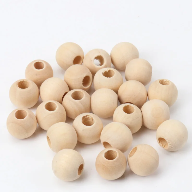 15mm 30pcs Big Hole Natural Flat round Wooden Wheel Beads Fit Jewelry Making DIY KL100