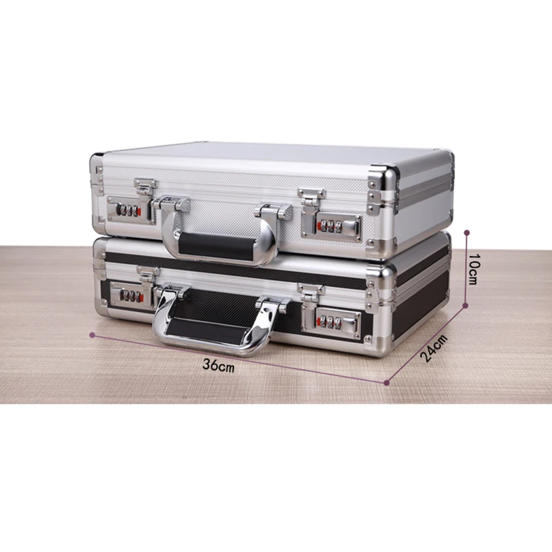 360*240*100mm Portable Lock Box Aluminum Alloy Toolbox Document Insurance Household Storage Box Metal Box with Lock Trumpet