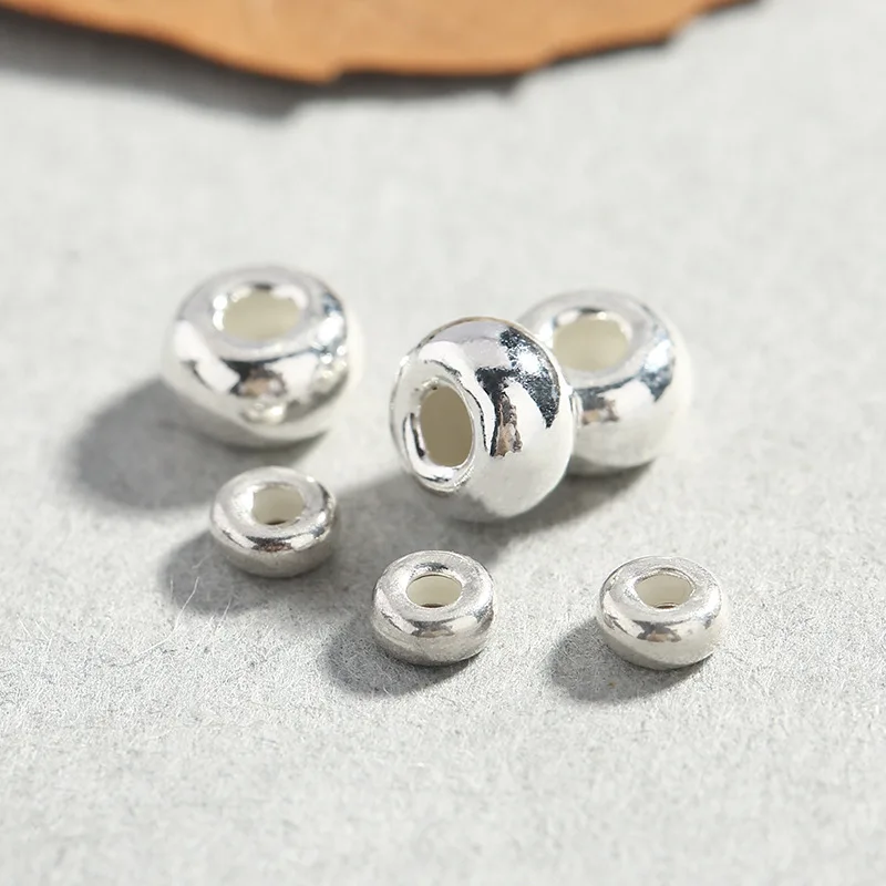 1 Pack 925 Sterling Silver Oval Charm Beads 3x2mm 5x3mm Metal Silver 925 Spacer Beads Findings DIY Earrings Jewelry Making