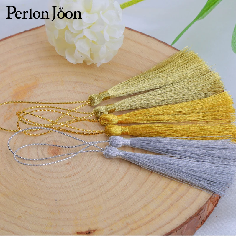 20PCs 13CM Gold/Silver Key Tassel Fringe Silk Thread Pendant Tassels Decorative For Jewelry DIY card Curtains Clothes