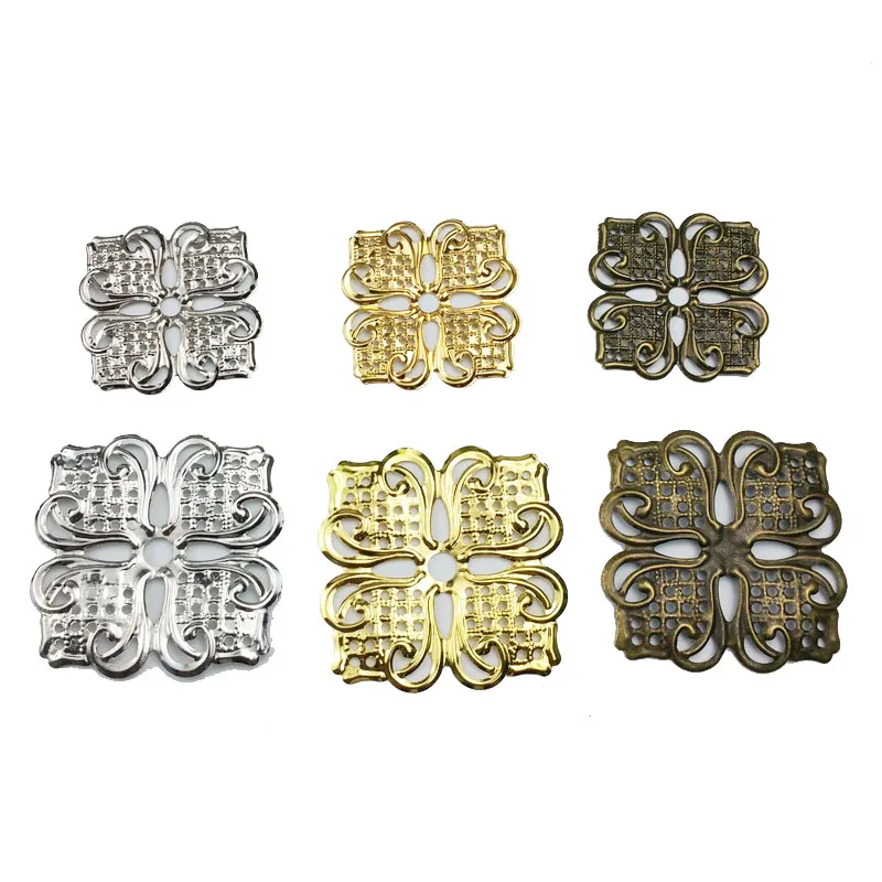 20Pcs Filigree  square  Connectors Metal Crafts Gift Decoration DIY Findings