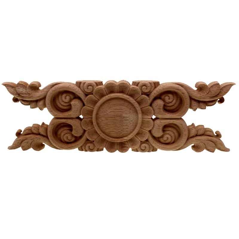 VZLX Antique Decorative Wood Appliques Furniture Cabinet  Natural Moldings Decals Flower Carving Figurines Wedding Decoration