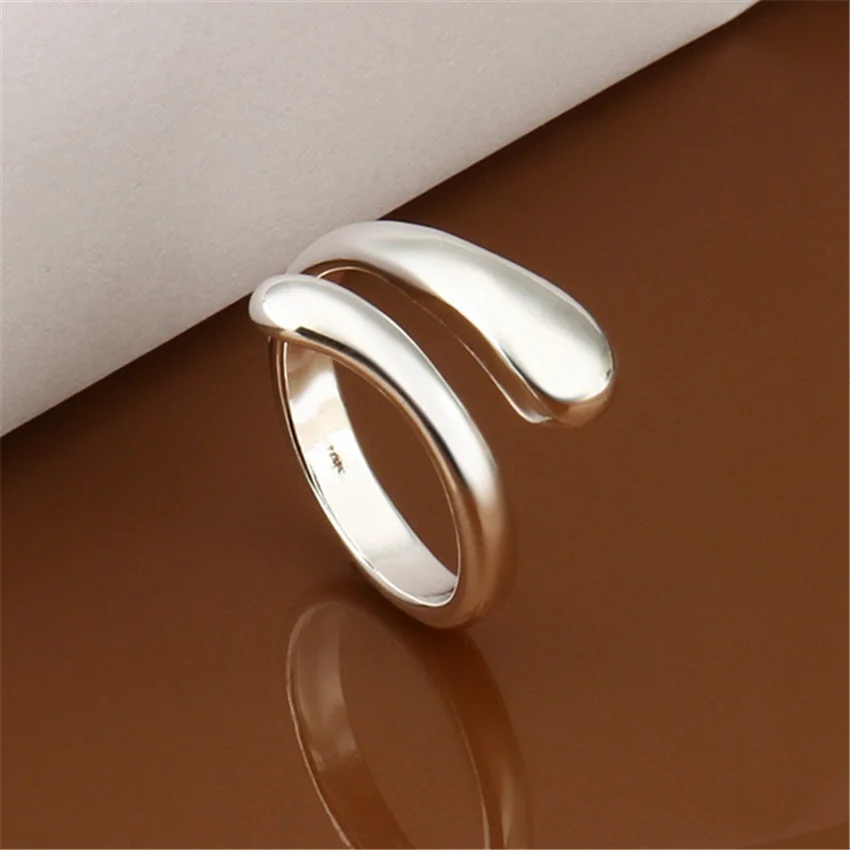 Silver 925 Plated Rings Fashion Jewelry Teardrop925shaped Wemen Lady Wedding Opening Ring Wedding Women Men Gift R012