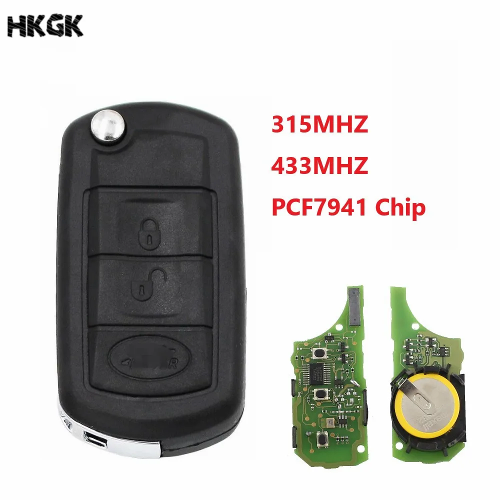 

3 Button Folding Flip Remote Key for Land Rover Discovery 3 4 Full Key 433MHZ/315 with PCF7941 Chip HU92 blade