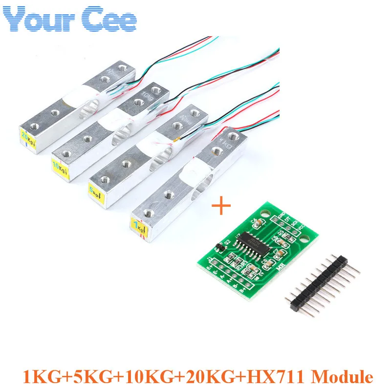 Load Cell 1KG 5KG 10KG 20KG HX711 AD Module Weight Sensor Electronic Scale Aluminum Alloy Weighing Pressure Sensor Module