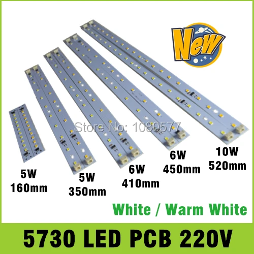 Barra de luz LED de alto brillo, tira sin conductor para tubo T5 T8, 5w, 6w, 8w, 10w, 220-180 v, SMD 260, 10 unidades, AC 5730 v