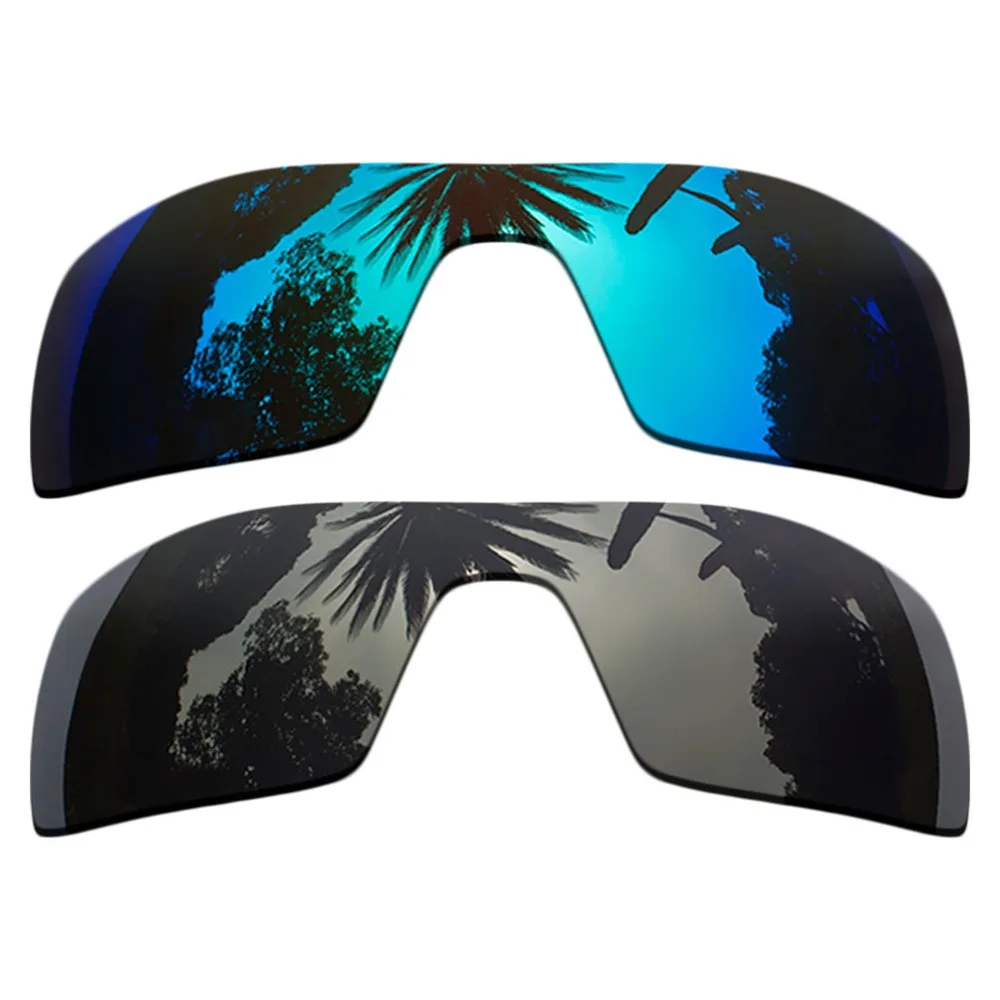 

(Ice Blue Mirrored Coating+Black) 2-Pieces Polarized Replacement Lenses for Oil Rig Frame 100% UVA & UVB Protection