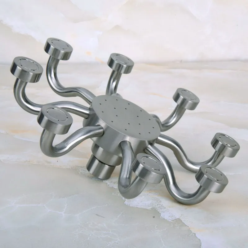 Pomme de douche à huit griffes en laiton Nickel brossé, 8 pouces (1/2 pouces), accessoire de salle de bain (Standard) ash214