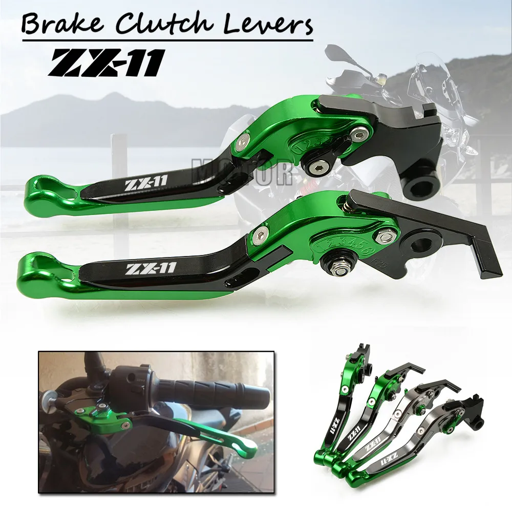 

CNC Aluminum Motorcycle Adjustable Folding Extendable Brake Clutch Levers For Kawasaki ZX1100 ZX11 1990-2001 Foldable ZX 1100 11