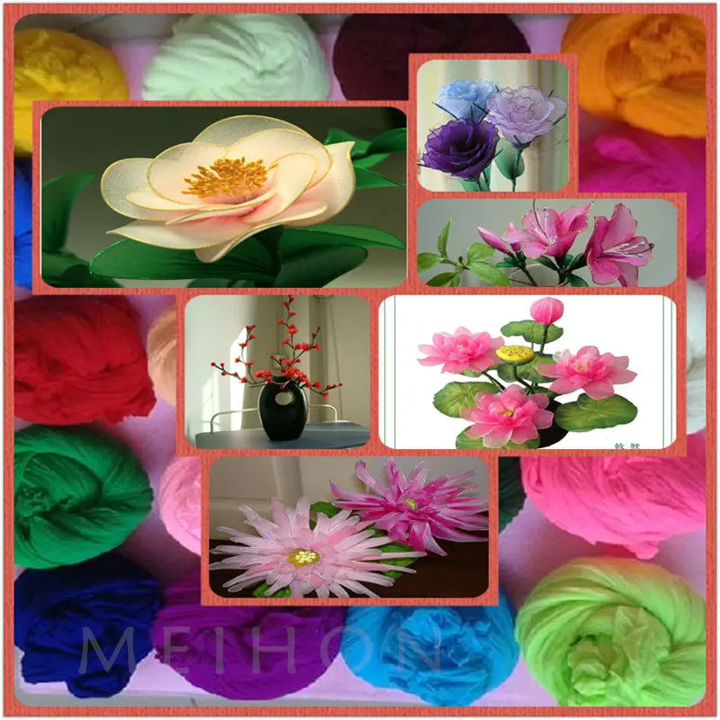 MEIHON Free Shipping Wholesale Colorful Nylon Flower Stocking Making Accessory Handmade Diy Nylon Flower Stocking (55pcs/Lot)