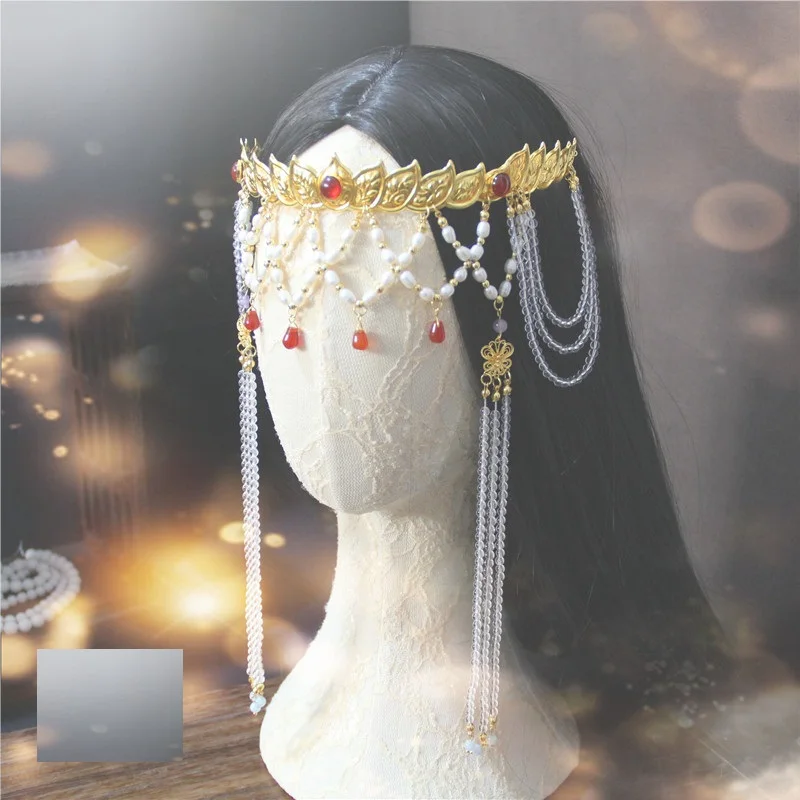 LYZ Luo Xue Tang Dynasty DunHuang Fairy Traditional Chinese Vintage Hair Jewelry Head Piece Handmade Carving Hair Tiara Set