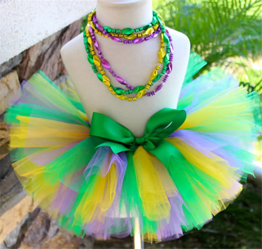 Rainbow Tutu Skirts Baby Girls Fluffy Tulle Skirts Ballet Pettiskirts Tutus Underskirt with Ribbon Bow Kids Party Costume Skirts