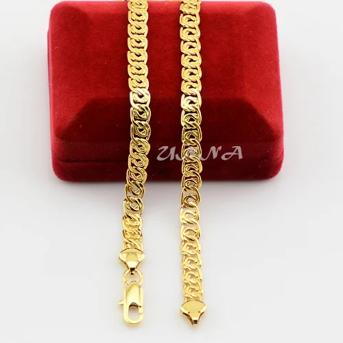 Hot Men Woman 7mm Jewelry Sets Yellow Gold Color Snail Necklaces Bracelets Chains