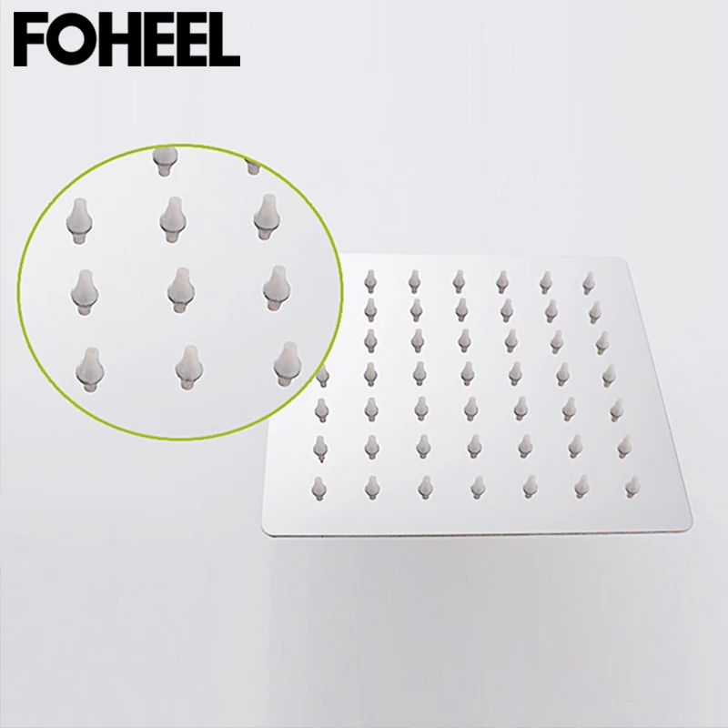 FOHEEL 8 Inch Shower Head Stainless Steel Shower Head Water Saving Bathroom Rain SPA Square Handheld Shower Head