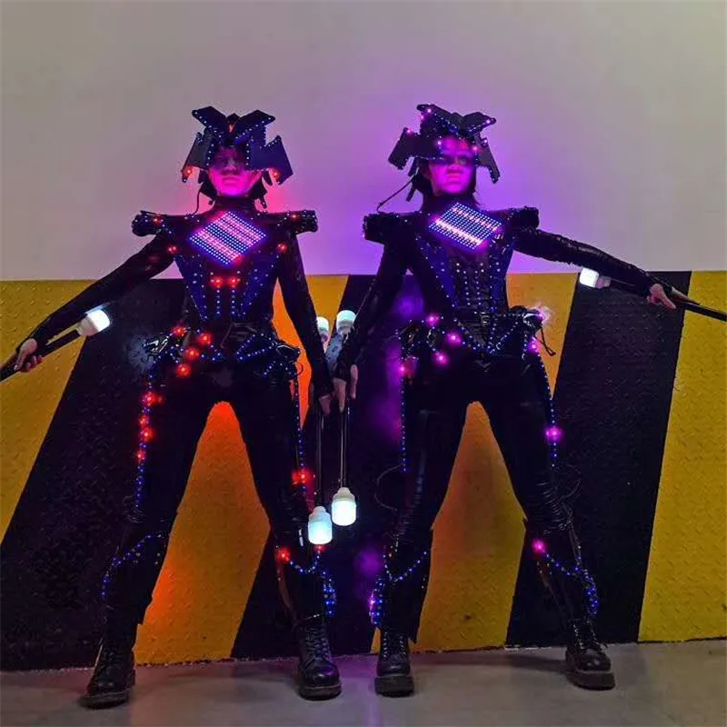 

M28 Stage dance robot men suit dj armor dress helmet wears display colorful light costumes performance luminous outfits clothe