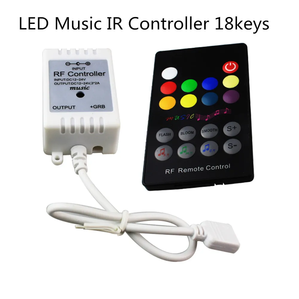 30pcs Sound Activated rgb Music Controller 12v-24v DC dimmer with Remote controller for RGB led strip with 20/18 keys 6A