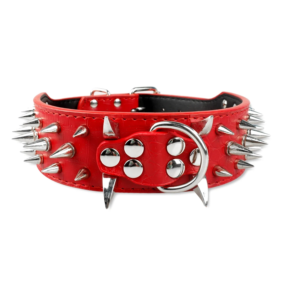 Large Dog Collar Spiked Studded For Pitbull German Shepherd Training Leather Dog Colla With Spikes For Mastiff Rottweiler