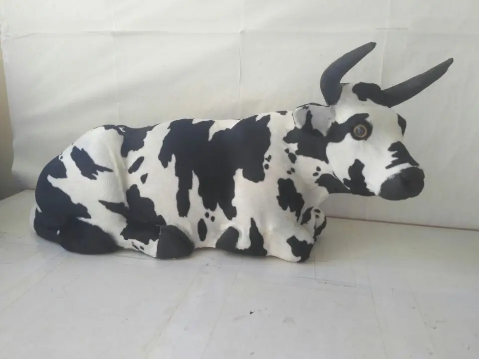 simulation lying cow plastic&furs dairy cow handicraft about 52x26x22cm 1516