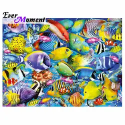 Ever Moment Diamond Painting Fish Home Decoration Picture Of Rhinestone 5D DIY Diamond Embroidery Cross Stitch Handmade ASF1351