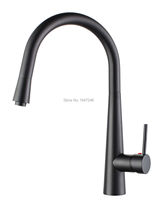 High Arch Solid Brass Single Handle Single Hole Brushed Nickel Matte Black Pull Out Pull Down Sprayer Spring Kitchen Sink Faucet