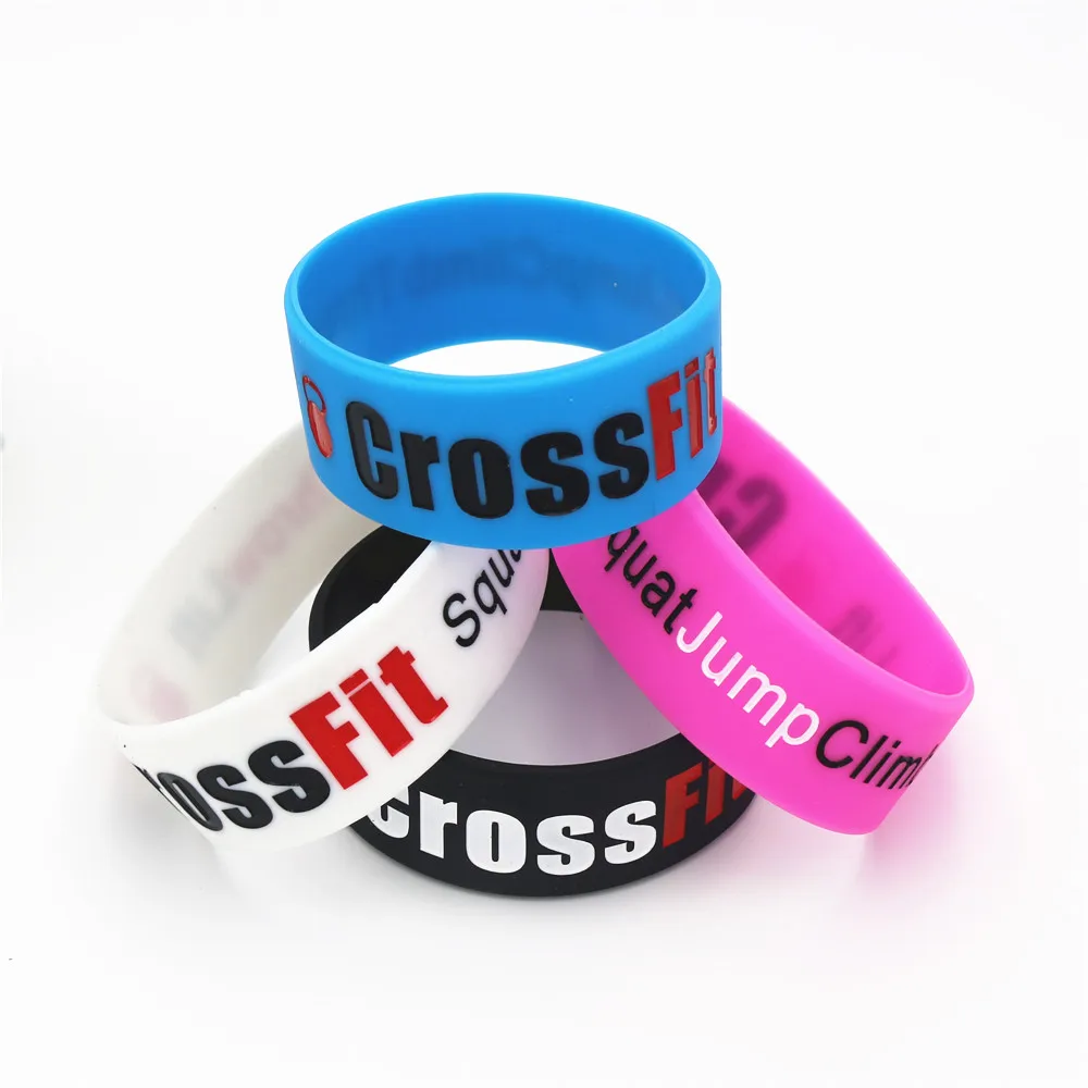 25PCS Fashion Jewelry CROSS FIT SJ Bracelets & Bangles Sports Black White Silicone Rubber Wristband Bands Wholesale SH046