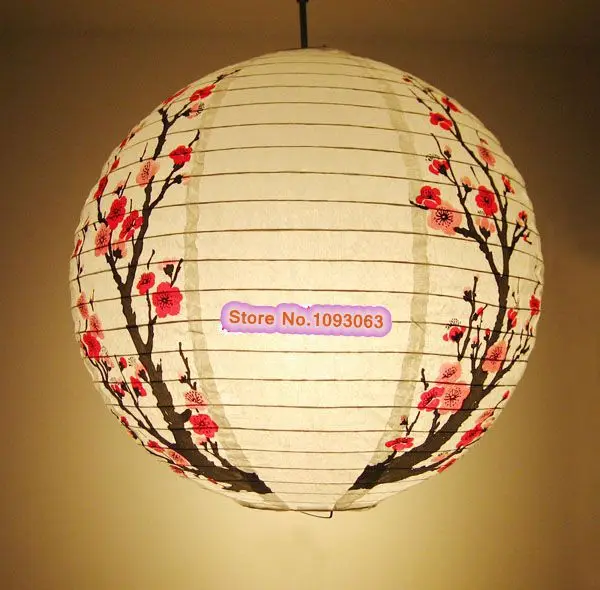 Chinese New Year Spring Festival Paper Lantern Restaurant Plum Flower Home Decoration Hanging Round White