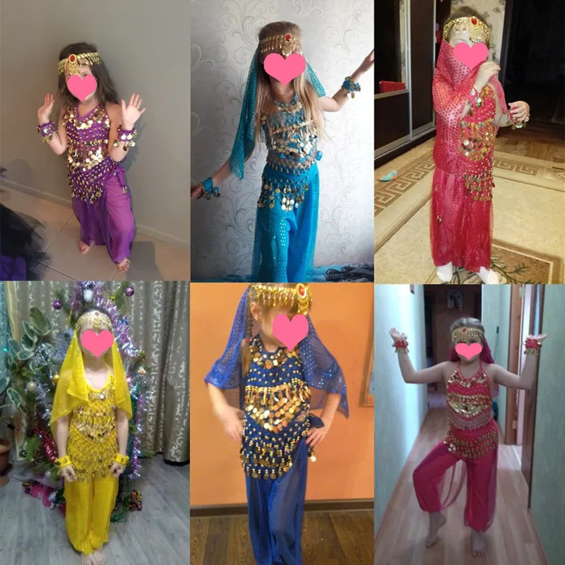 Kinder Bauchtanz Kostüme Set Orientalischer Tanz Mädchen Bauchtanz Indien Bauchtanz Kleidung Bauchtanz Kind Kinder Indisch 6 Farben – Detail 4