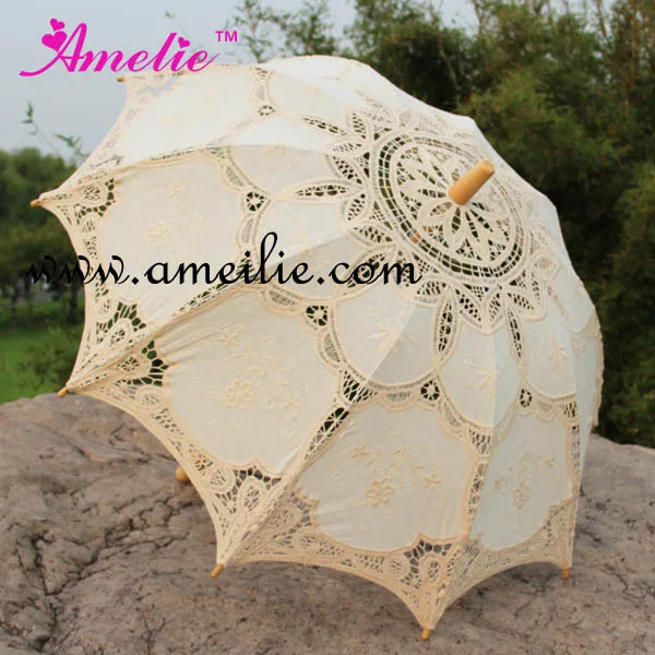 10pcs/Lot Handmade Sprint Promotion 100% Cotton Munual Craft Lace Wedding Parasols Bride Umbrella