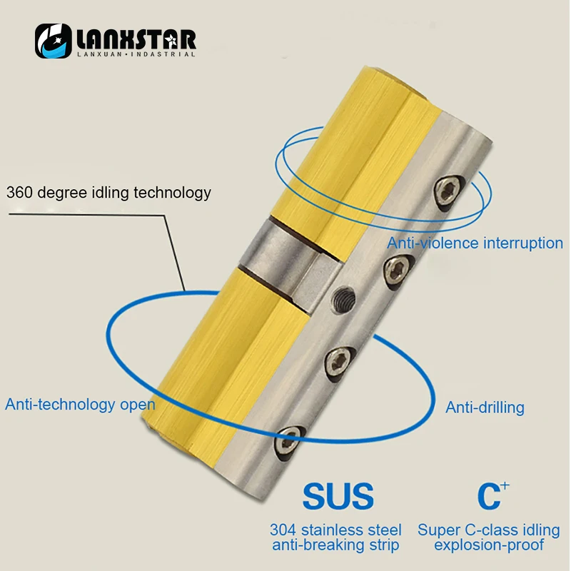 Super C-class Idling 48 Blade All Copper Security Door Household Lock Core Old-fashioned Doors B-class D-class Universal Locks